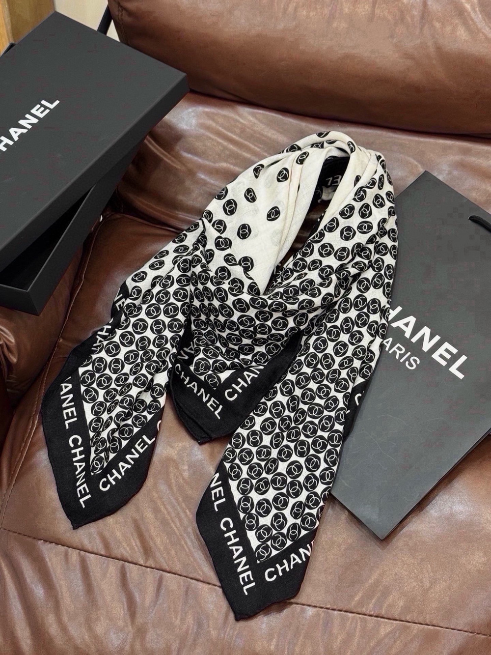 CHANEL Monogram Silk Scarf